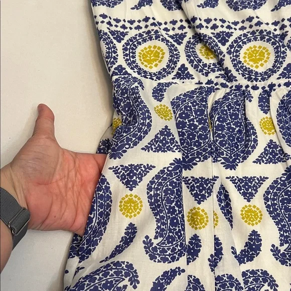 BODEN LIZZIE COTTON PREPPY PAISLEY BLUE & YELLOW SLEEVELESS MIDI DRESS SIZE 2 - Picture 14 of 15